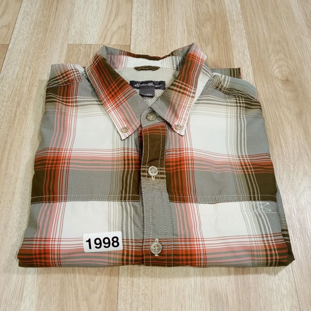 Eddie Bauer Outdoor Shirt Mens TXL Mens Short Sleeve Poly Blend Lightweight Vent - Picture 9 of 9